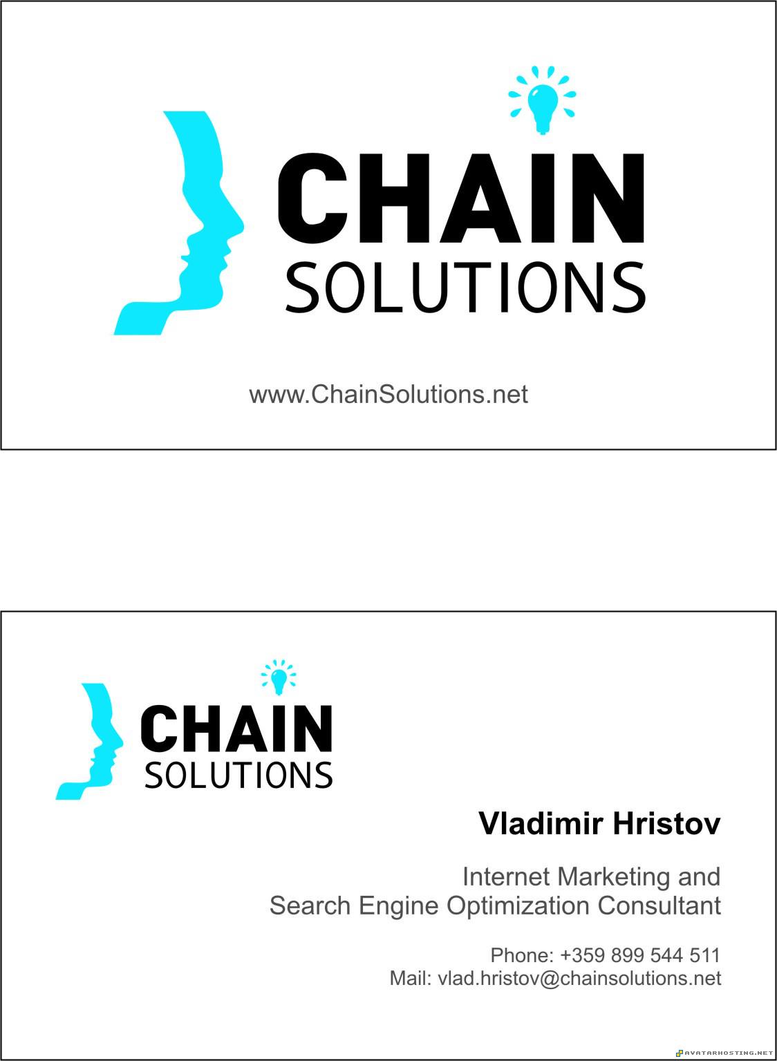 Chain solutions Buisness card ChainSolutions5x55BusinessCard2