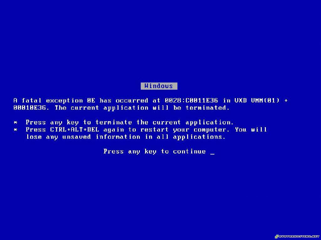 Blue screen of die xga