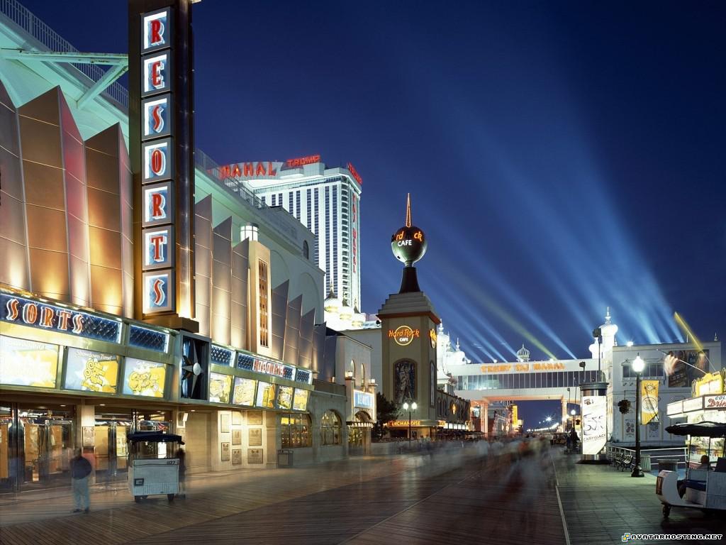 Boardwalk Casinos at Dusk Atlantic City New Jersey BoardwalkCasinosatDuskAtlanticCityNewJersey