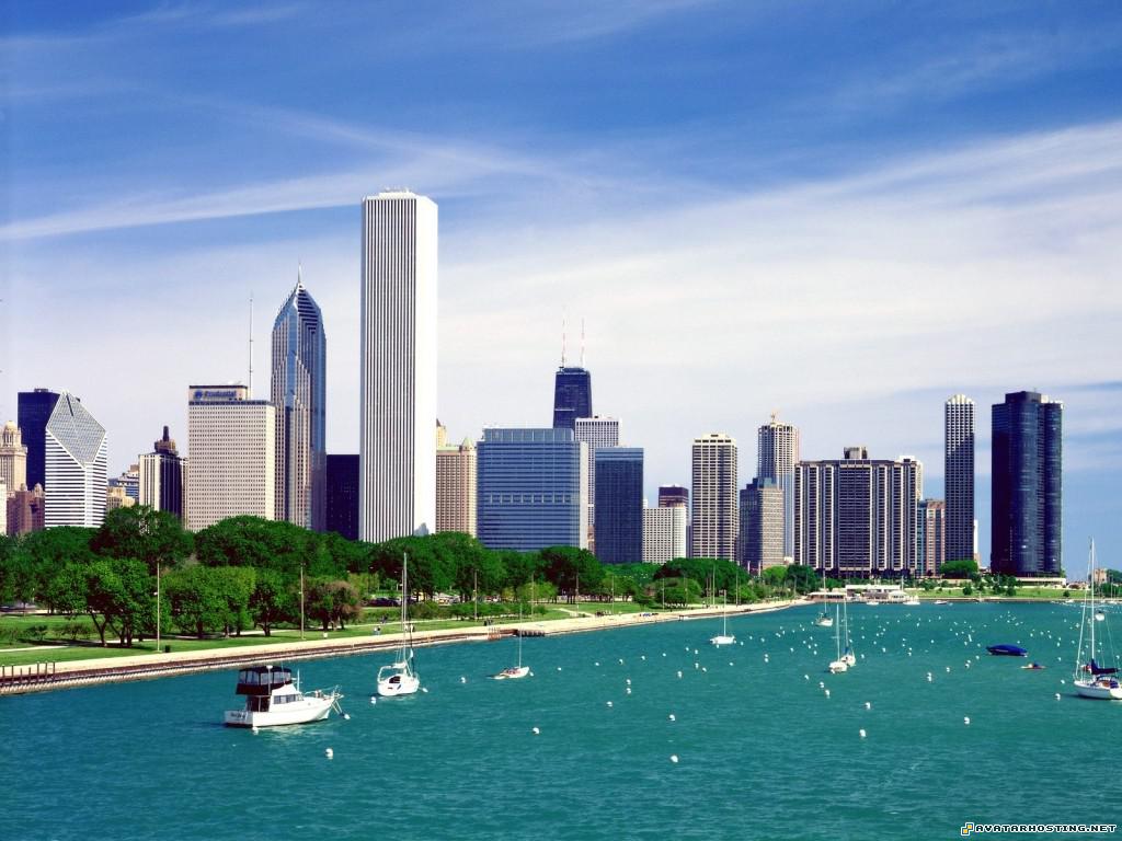Lake Michigan and the Chicago Skyline Illinois LakeMichiganandtheChicagoSkylineIllinois