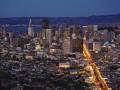 Architecture San Francisco Skyline from Twin Peaks at Dusk